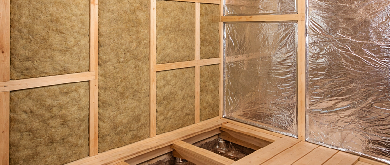 Монтаж утепления в бане